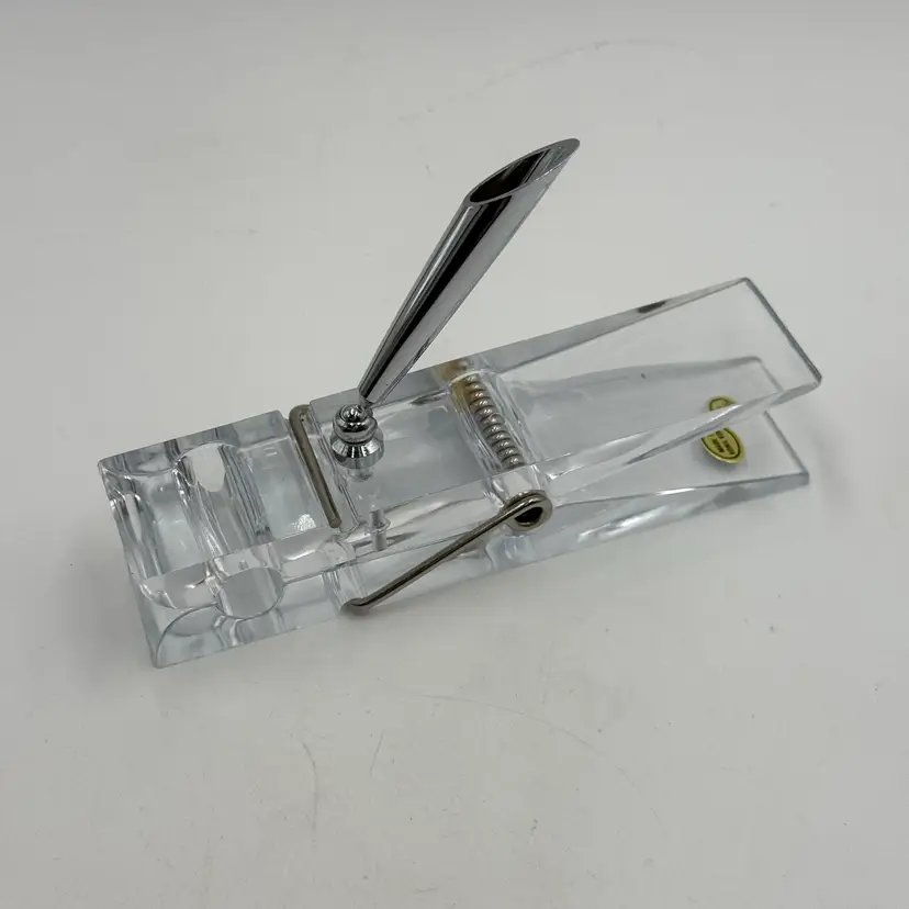 Vintage 70s Clear Acrylic Clothes Pin Large 6” Desktop Pen Note Holder Desk Accessory
