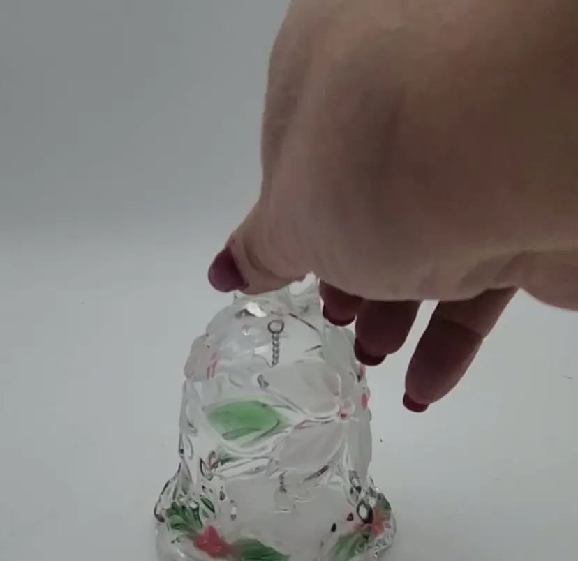 NIB 2003 Mikasa Holiday Bloom Glass Bell Poinsettia Xmas Discontinued Rare