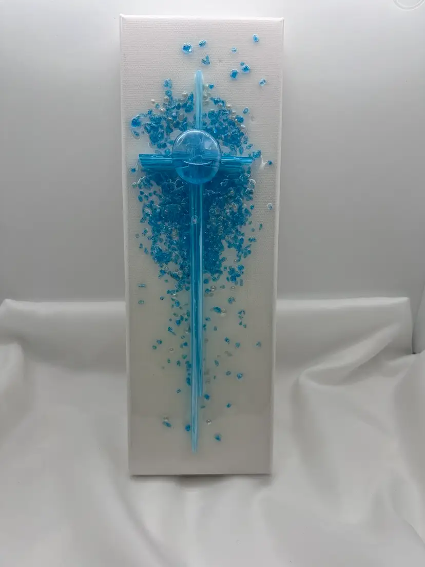 Beautiful Stained Glass Cross On Canvas