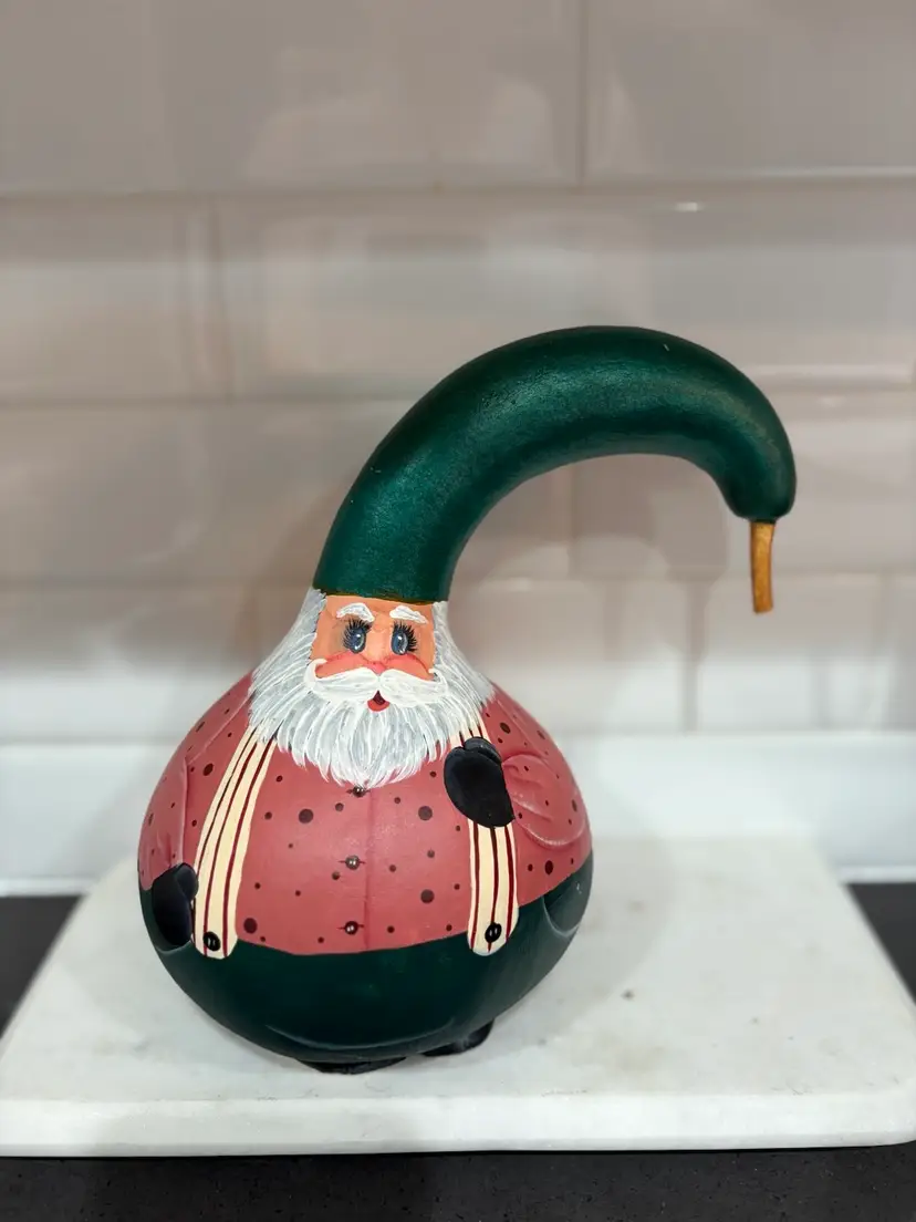 Handpainted Santa Gourd