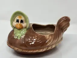 Mother Hen with Bonnet Ceramic Planter