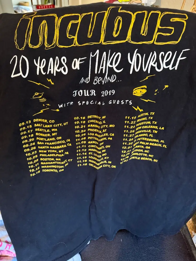 Incubus Large Tour T Shirt