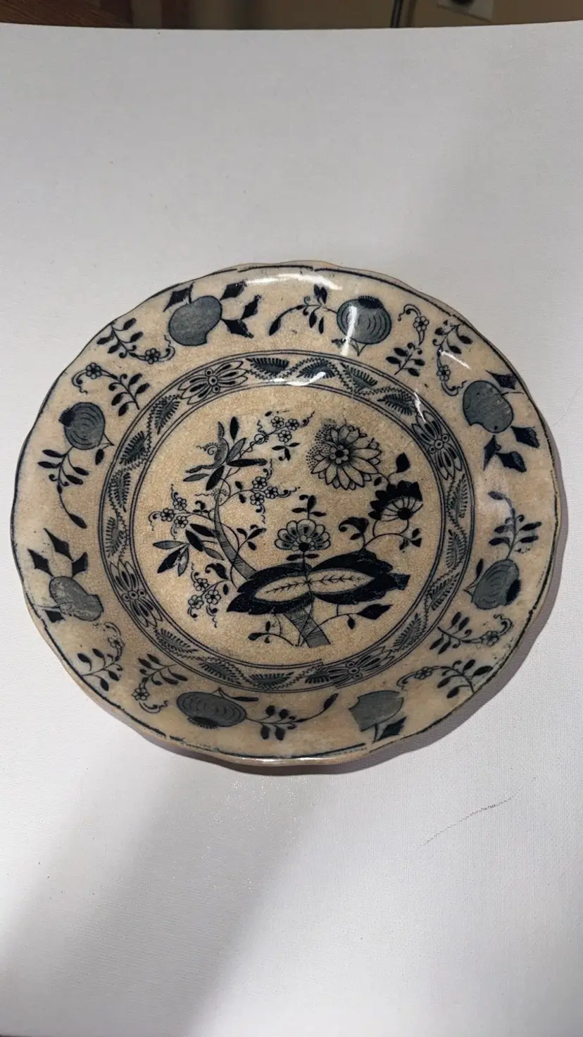 Staffordshire Blue Onion bowl No. 576812 England 1911 8.25” diameter