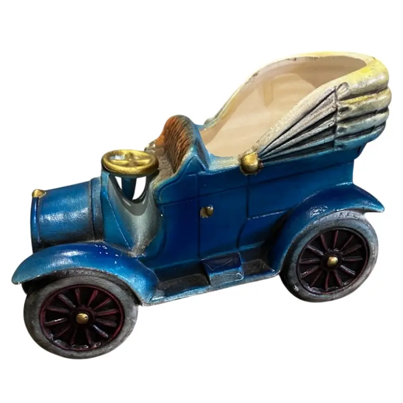 Vintage Velco Japan Old Time Car Ceramic Planter