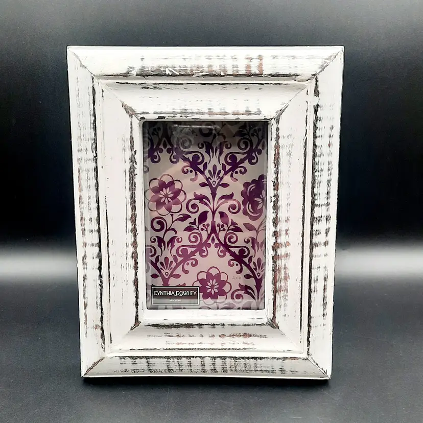Cynthia Rowley Distressed White Wood Frame 4x6