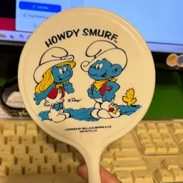 Howdy Smurf Hand Mirror Smurfette Peyo Wallace Berrie 80’s