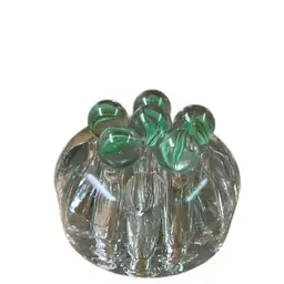 Clear Glass Flower Frog W/6 Marbles