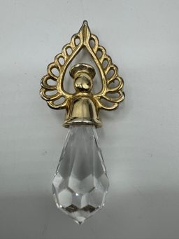 VTG LENOX Gold Over Sterling Silver Angel Charm Pendant Faceted Crystal Glass