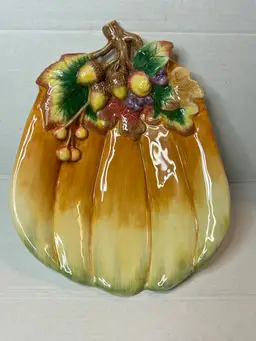 Fitz and Floyd Classics Autumn Splendor Pumpkin Small Serving Dish Embossed