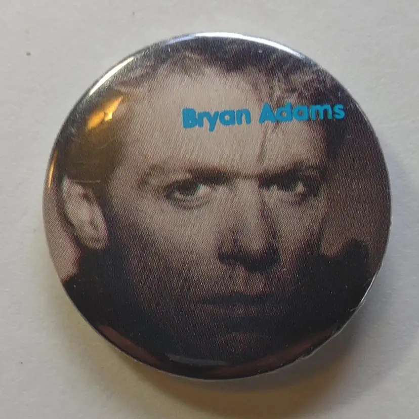 Bryan Adams Pin Badge Vintage Button Pinback Pop Rock Music SMALL Close Up 1.25"