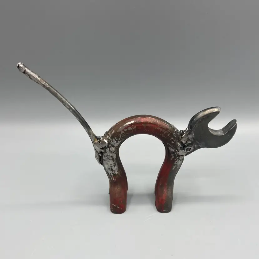 Unique One of a Kind Tool Folk Art Metal Cat - 4.75" Tall