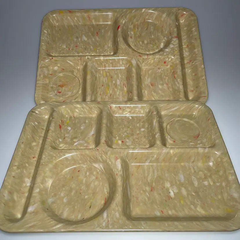 Texas Ware Confetti Speckled Lunch Cafeteria Trays 146 Midcentury Vintage Lot of 2