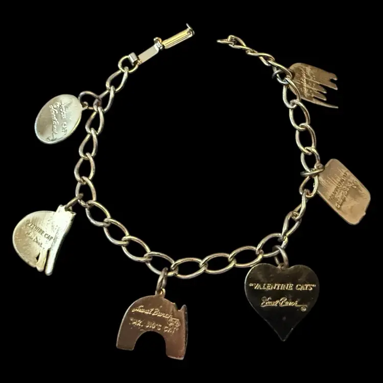 Laurel Burch Cat Charm Bracelet 8”