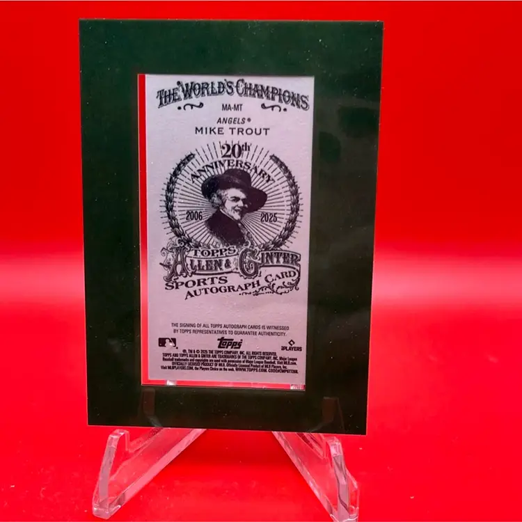 Mike Trout 2025 Topps Allen & Ginter Mini Green Framed Auto 32/50 Angels