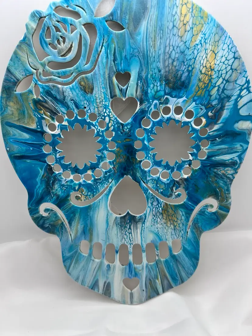Original Artwork. Painted Wood Sugar Skull