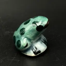 Tonala Mexican Pottery Frog Hand Painted With Polka Dots