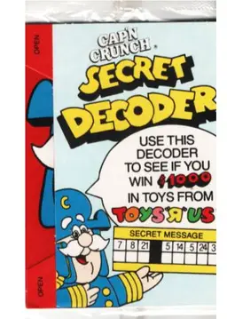 Cap'n Crunch Secret Decoder Cereal Premium 1973 NIP Toys R Us