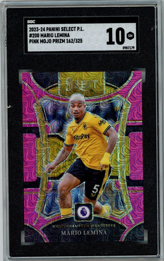 2023-24 Panini Select Premier League MARIO LEMINA /325 Pink Mojo Prizm #200 WANDERERS SGC 10 GM