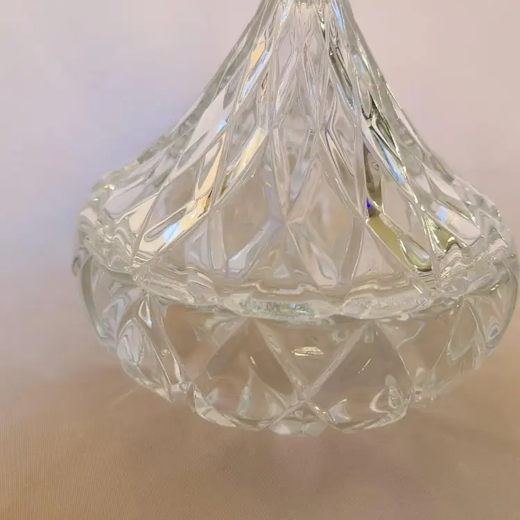 Godinger Hershey Kiss Cut Crystal Glass Covered Lidded Candy Nut Trinket Dish