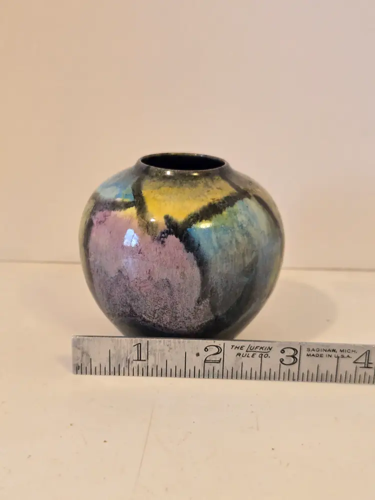 Multi Color "Stained Glass" Ceramic Pot Vase