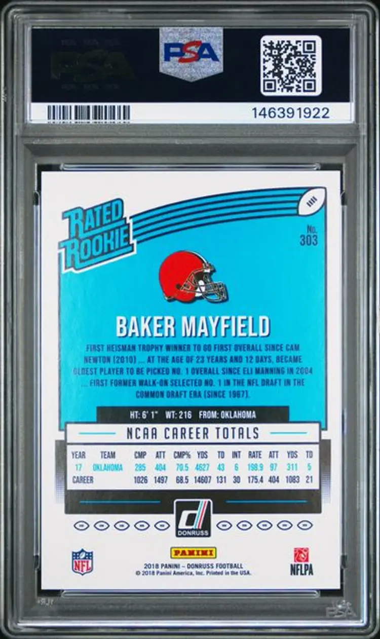 2018 PANINI DONRUSS 303 BAKER MAYFIELD PSA 9
