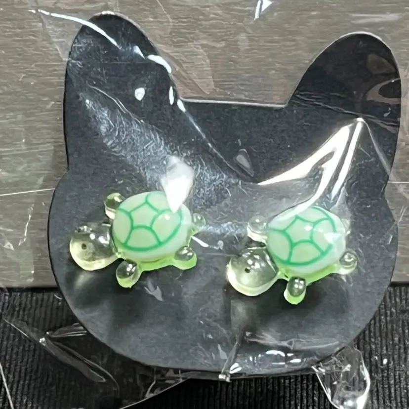 Green Glow In The Dark Turtle Stud Earrings Made By Me