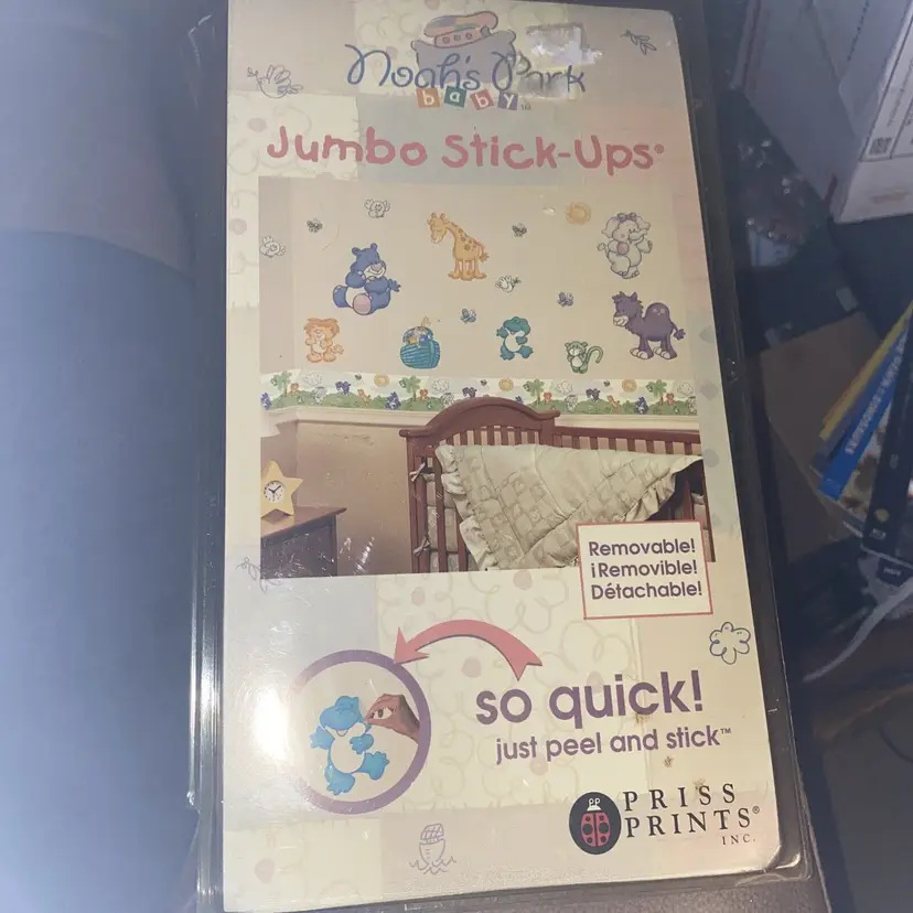 Noahs Ark Park Baby Nursery Bedroom Animal Jumbo Stick Ups Vintage New