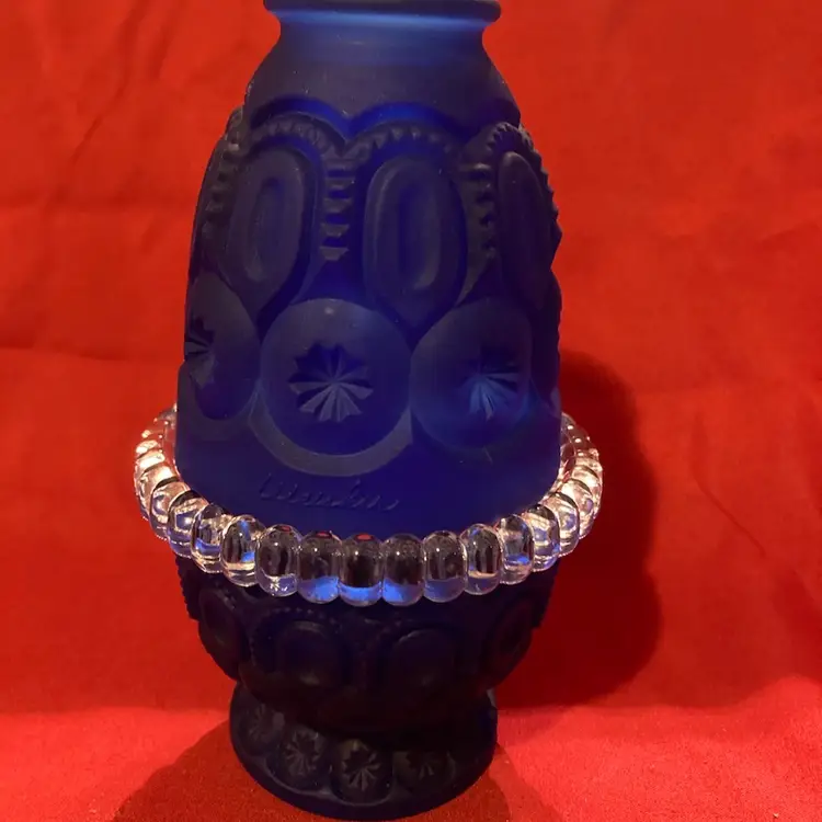 24. Weishar Cobalt Satin Glass Fairy Lamp