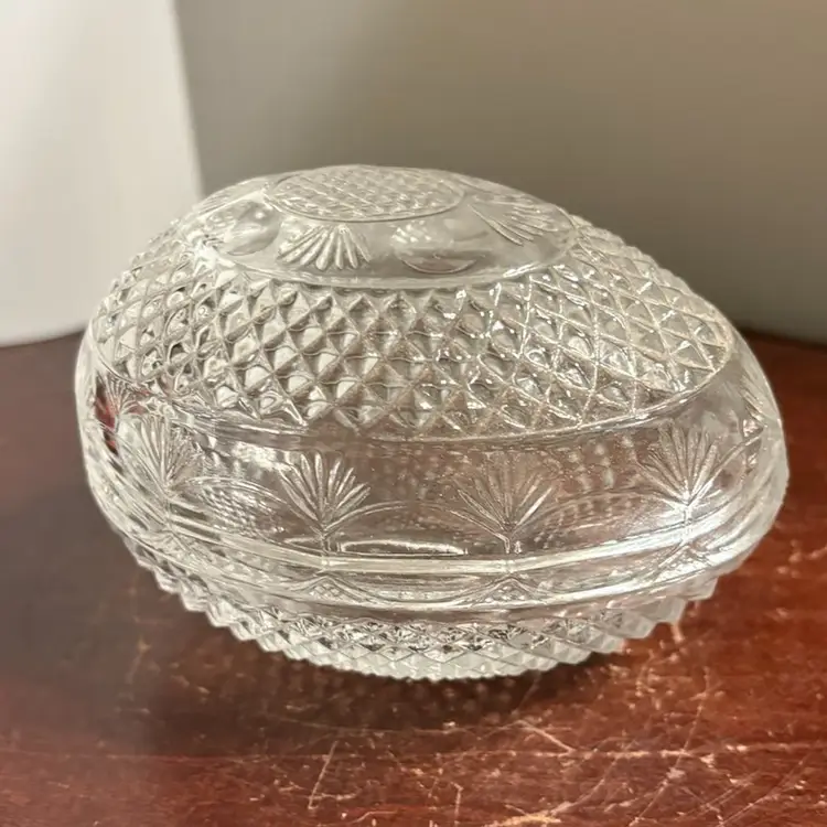 Avon Glass Egg Shaped Trinket Dish