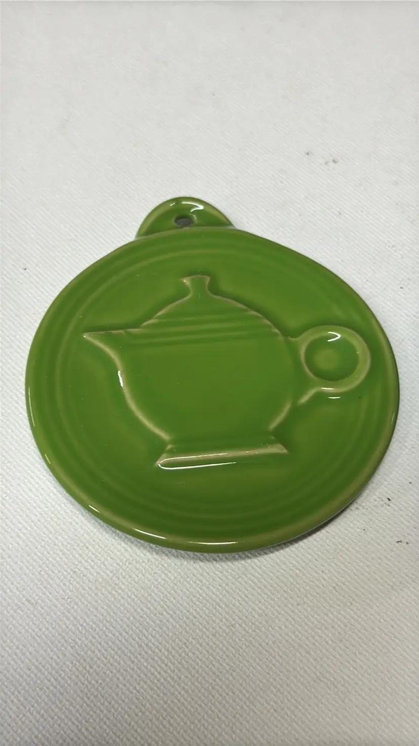 Fiesta Ware Shamrock Embossed Teapot Ornament Made In USA