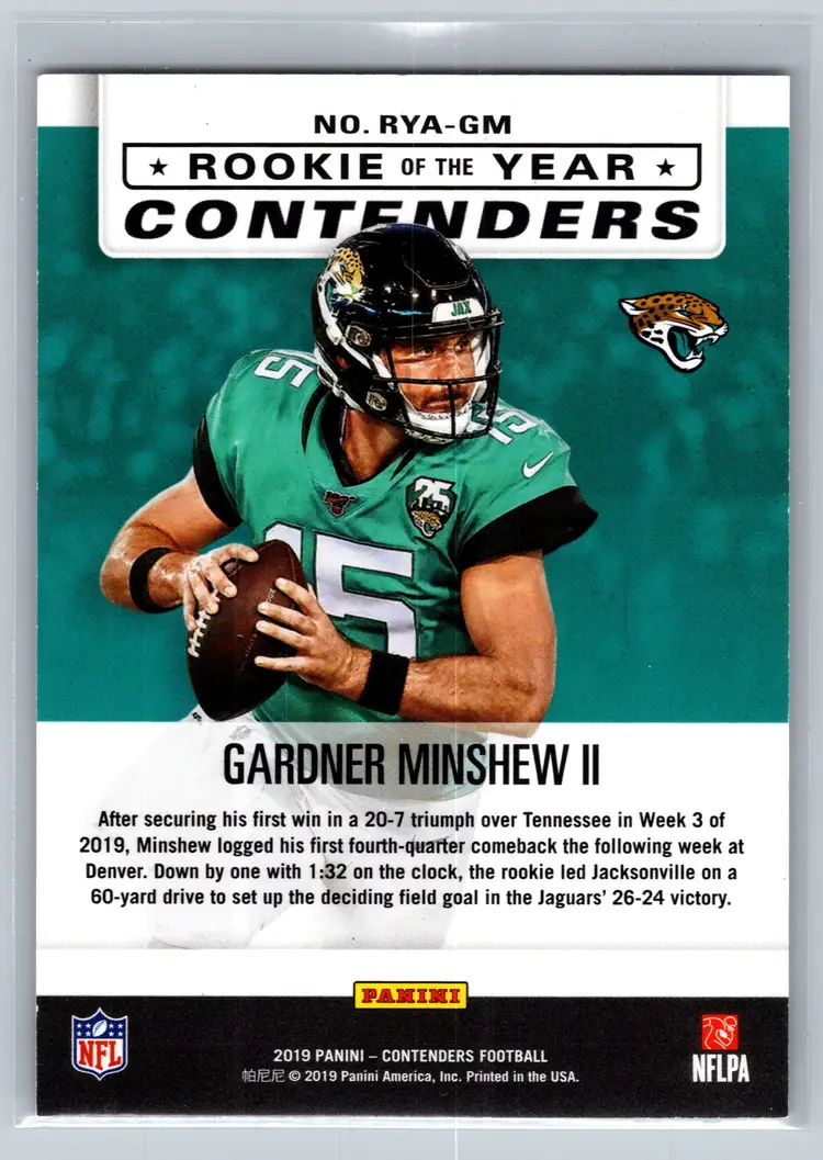 Gardner Minshew II 2019 Panini Contenders Football RYA-GM /75