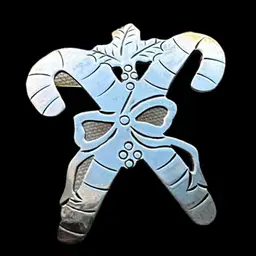 Vintage Taxco Mexico 925 Sterling Silver Candy Cane Holly Bow Brooch Holiday Christmas Pendant