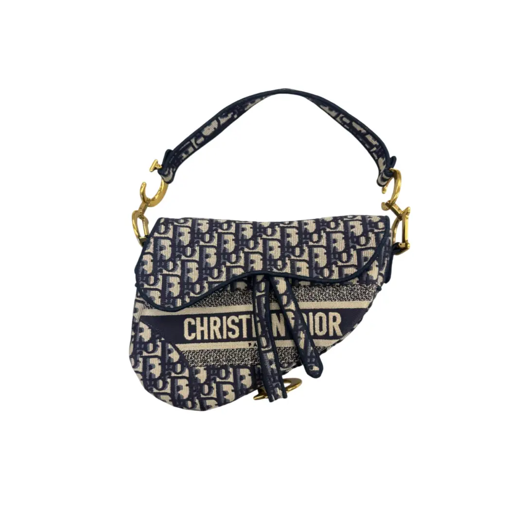 Christian Dior Blue Monogram Saddle Bag