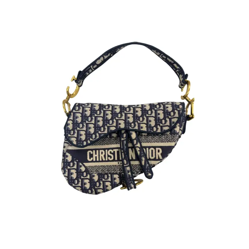 Christian Dior Blue Monogram Saddle Bag