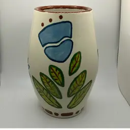 Signed Handpainted Floral Vase 8” Tall - KZ 2007
