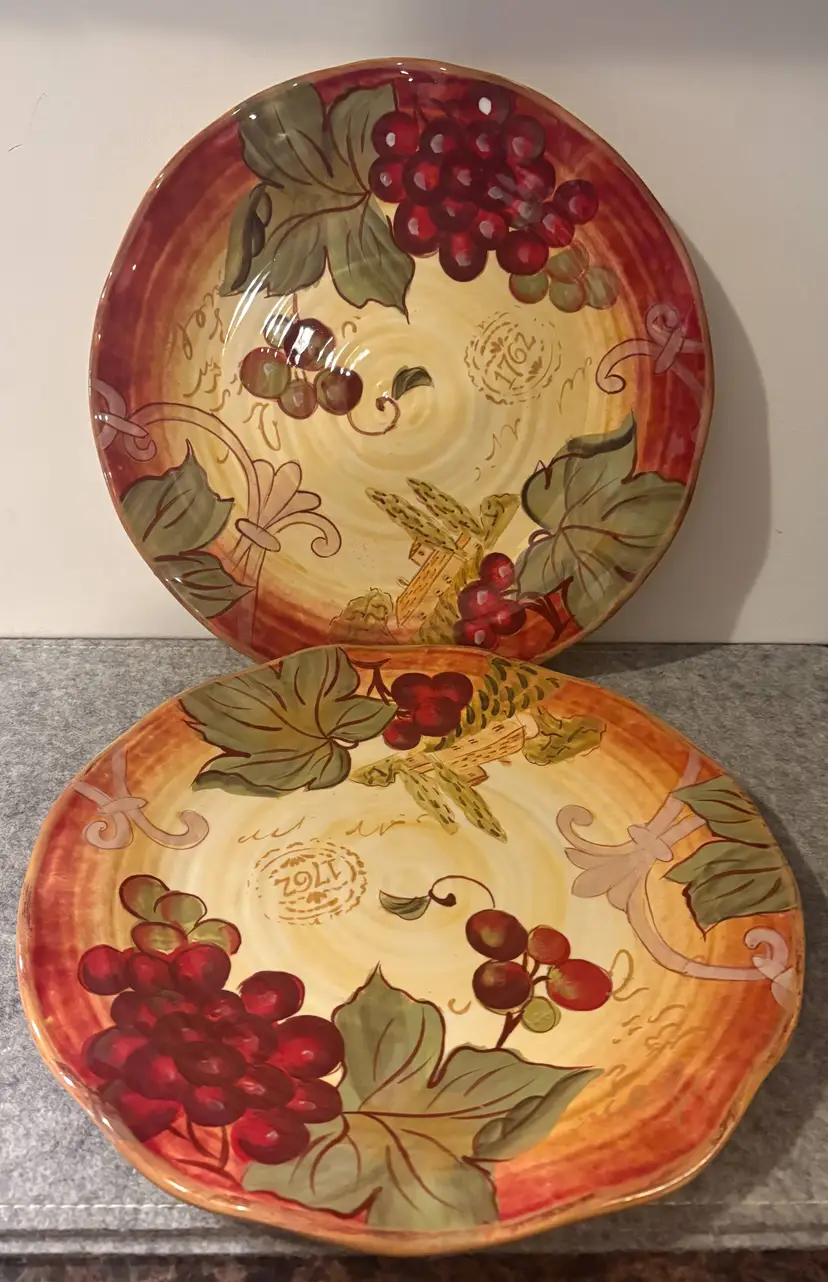 2 Certified International Siena Pattern 11" Dinner plate, Pamela Gladding #2938