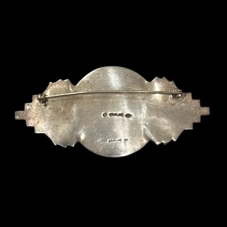 Vintage Art Deco Hallmarked Sterling Silver Onyx & Marcasite Brooch 3.5”x1.75”, 33g