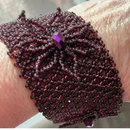 Purple Crystal Bead Bracelet with Bead Toggle Artisan Made 7”