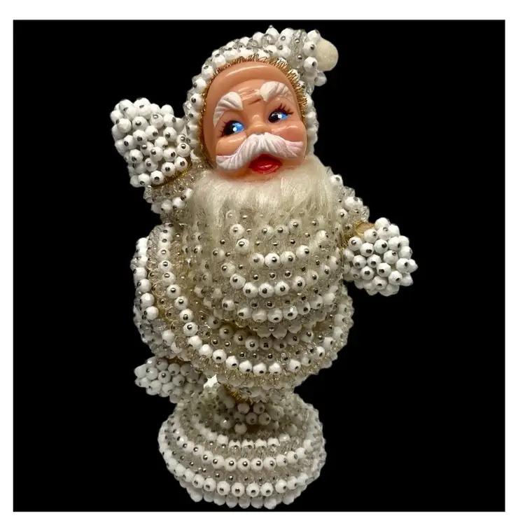 Vintage Beaded Santa