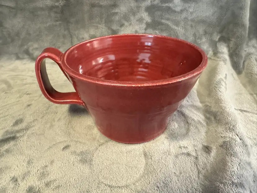VTG Cross Creek Seagrove NC Art Studio Pottery Signed Large Red Coffee Soup Mug