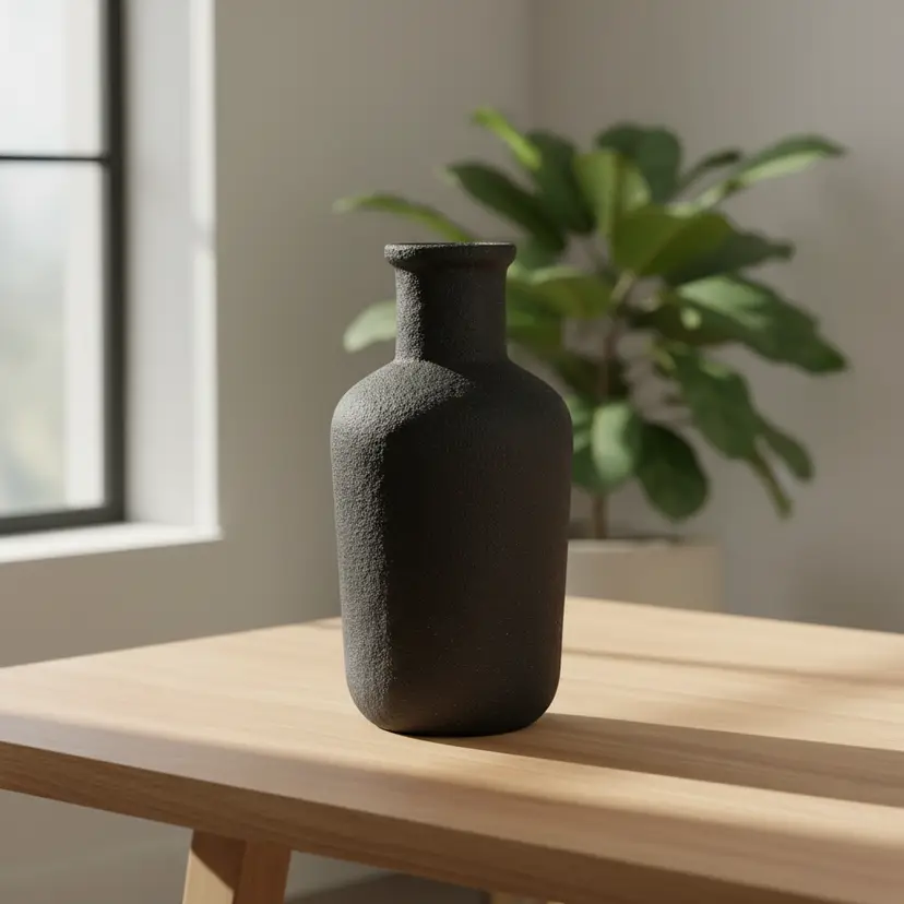 Anders Bottle Vase w/ Black Matte Finish, 5" Tall