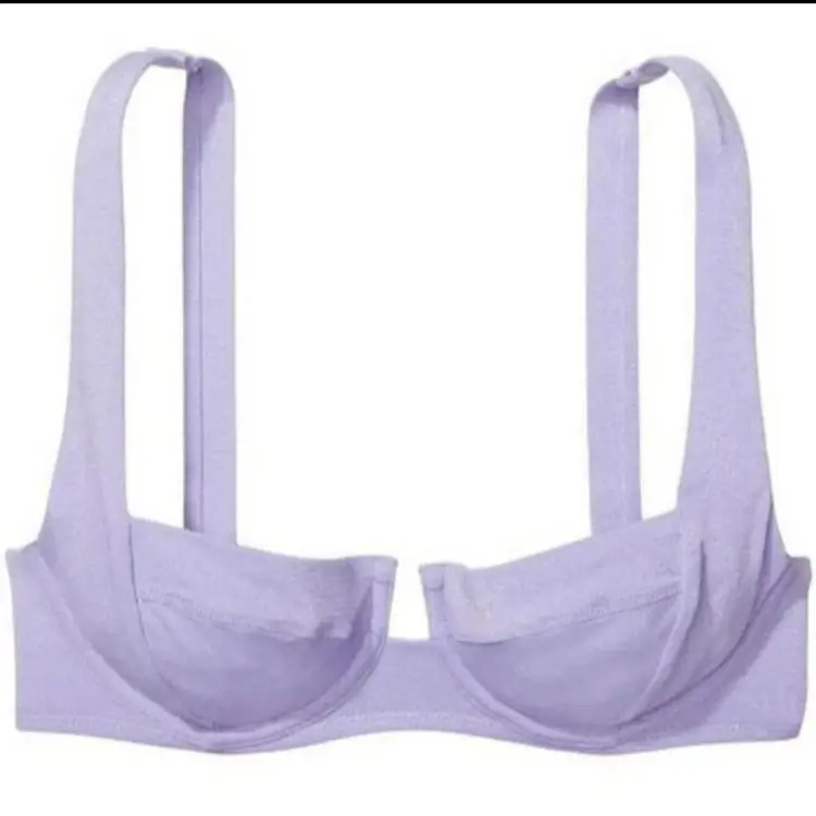 34D -RARE❤️‍🔥Victoria Secret bikini top lace up tie back Luxe Lavender Shimmer NWT