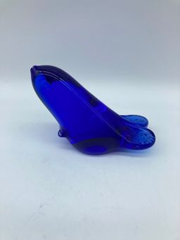 Seal Figurine Cobalt Blue Glass Ornament Ocean Beach Home Decor 3”