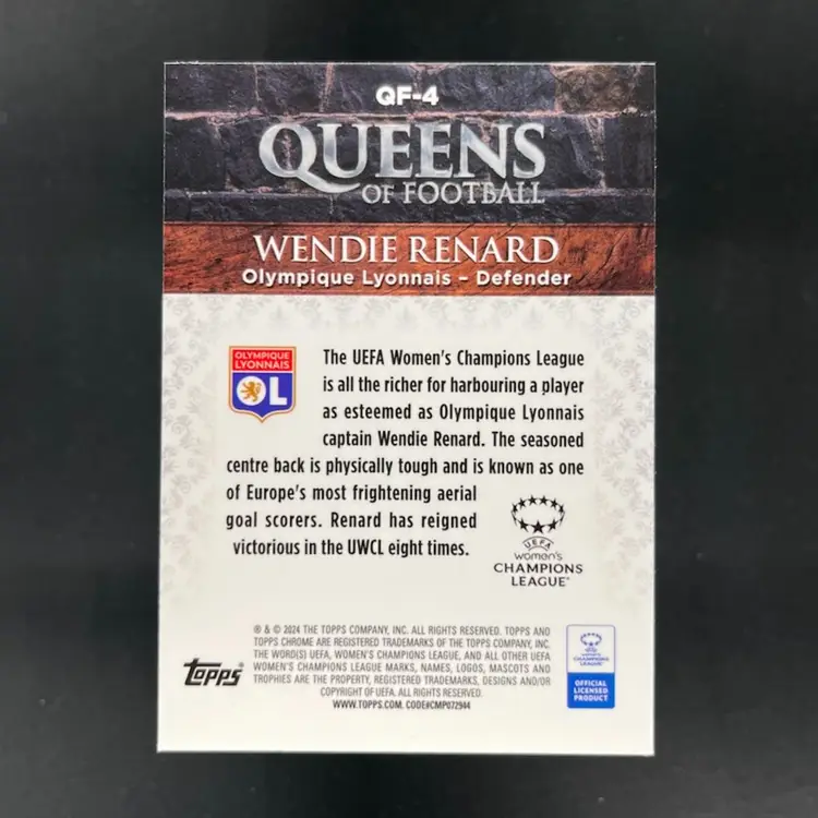 Wendie Renard 2023/24 Topps Chrome UEFA Women Queens Of Football Soccer Card