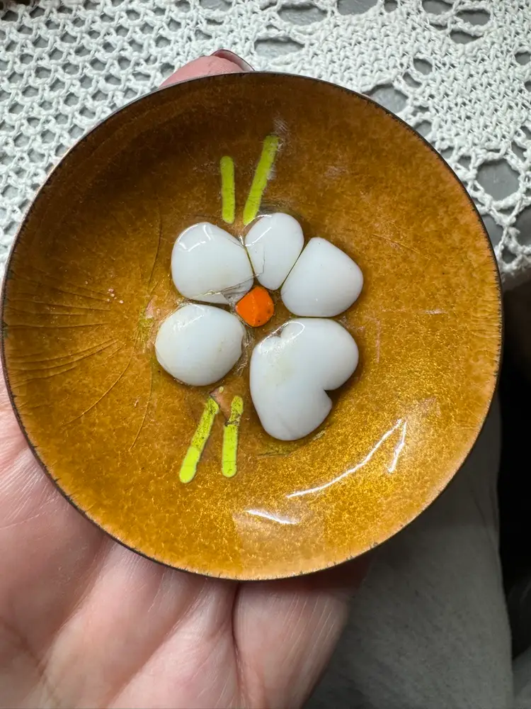 Copper/enamel Small Trinket Dish, As Is