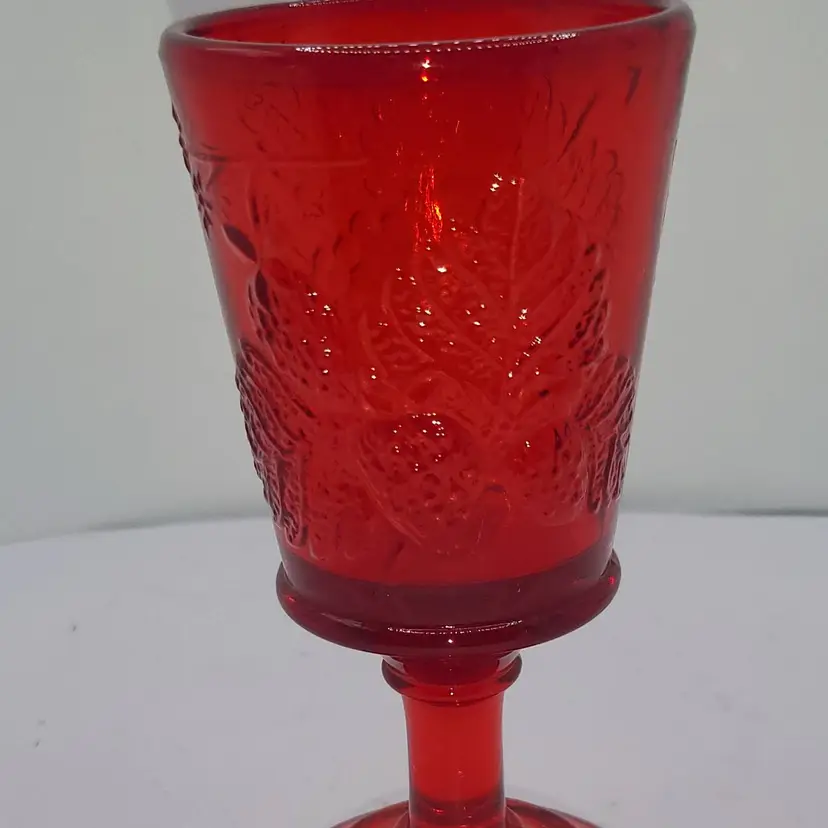 Vintage Ruby Red Ambirina L. G. Wright Strawberry & Current Cordial/Juice Replacement UV reactive