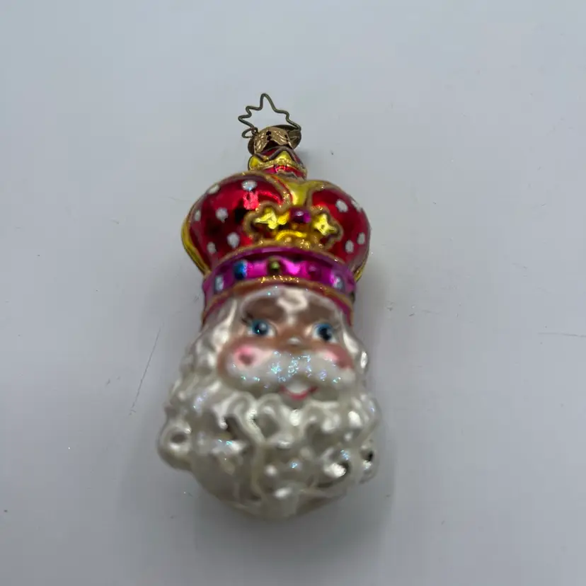 Christopher Radko Regal St Nick King Santa Head Crown Glass Ornament 2005 GEM 3”