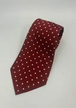 Vintage Elby's Men Shop Dark Red with White Polka Dot Design Wide Tie 55" x 4.25"