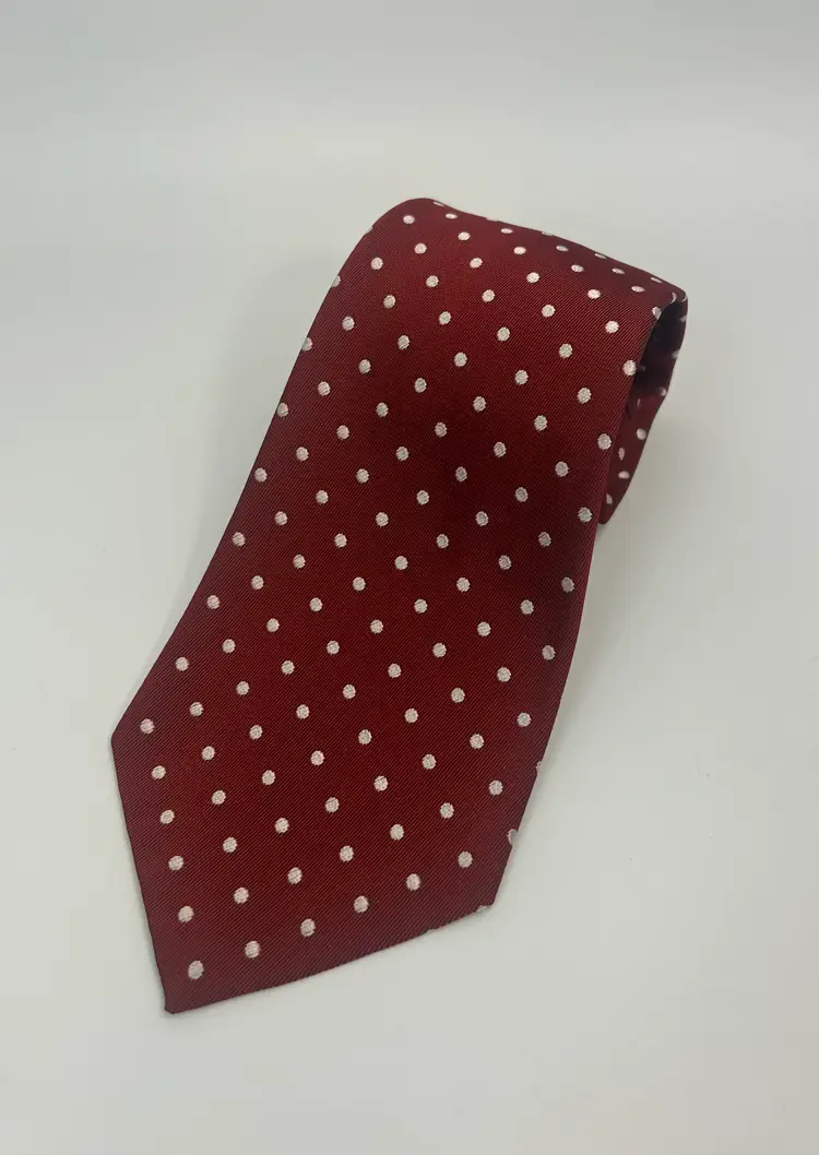Vintage Elby's Men Shop Dark Red with White Polka Dot Design Wide Tie 55" x 4.25"