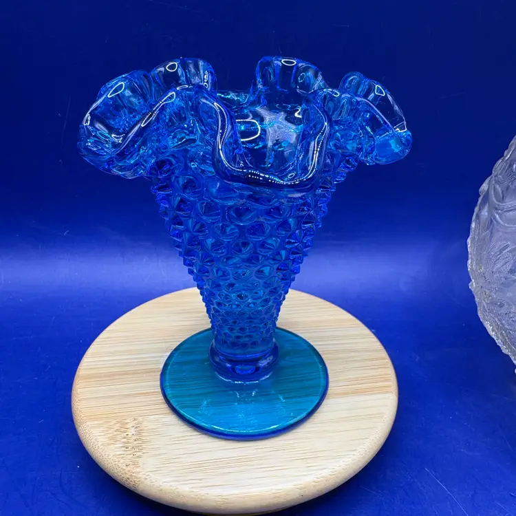 Fenton Royal Colonial Blue Hobnail Vase